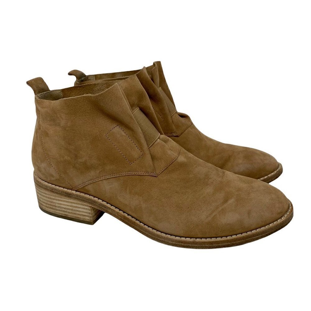 Eileen Fisher Womens Soul Ankle Boots Booties Brown Nubuck Leather Pull On 9